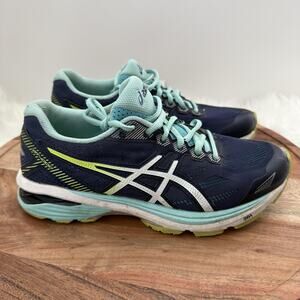 ASICS Running Shoes Womens Size 7 Navy Teal Gel DuoMax AHAR‎ Guidance Line T6A8N